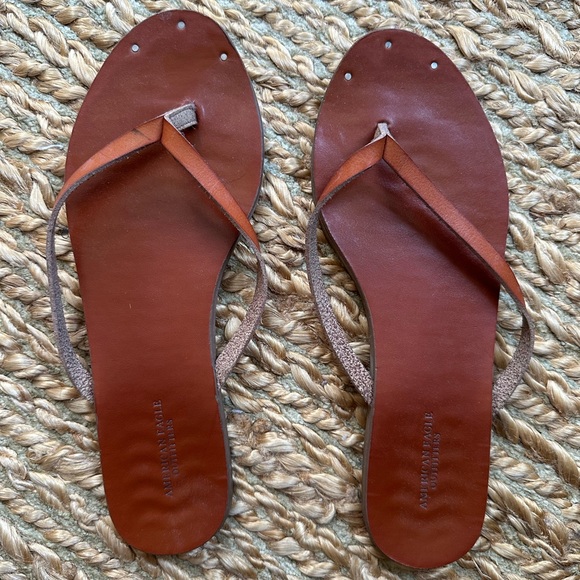 American Eagle Outfitters Tan Leather Sandals - Picture 1 of 2